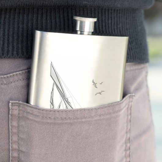 Chrome Sail boot Nautical Print Heupfles (Voorbeeld)