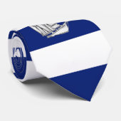 Chrome Sailboat on Nautical marine blue Stripes Stropdas (Opgerold)