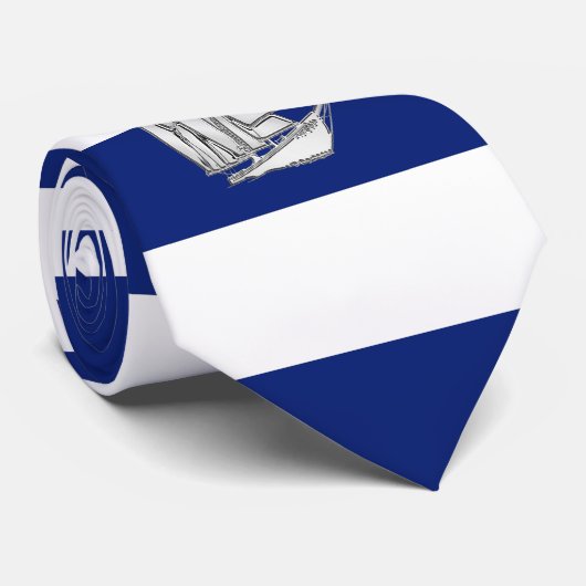 Chrome Sailboat on Nautical marine blue Stripes Stropdas (Opgerold)