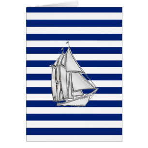 Chrome Sailboat on Nautical Stripes