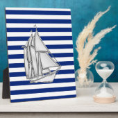 Chrome Sailboat on Nautical Stripes Fotoplaat (Zijkant)