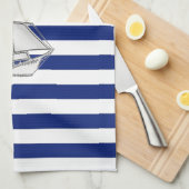 Chrome Sailboat on Nautical Stripes Theedoek (Quarter Fold)