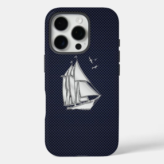 Chrome Sailboot on Carbon Fiber Print Case-Mate iPhone Case (Achterkant)
