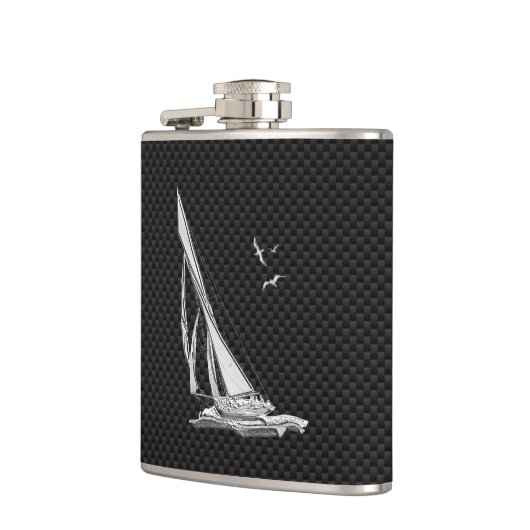 Chrome Sailboot on Carbon Fiber Print Heupfles (Links)