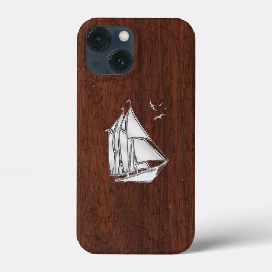 Chrome Sailboot on Natte Mahogany Print Case-Mate iPhone Case (Achterkant)