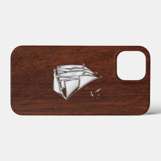 Chrome Sailboot on Natte Mahogany Print Case-Mate iPhone Case (Achterkant (horizontaal))