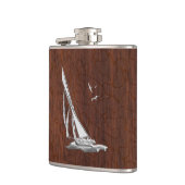 Chrome Sailboot on Natte Mahogany Print Heupfles (Links)