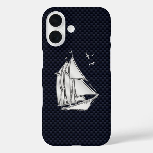 Chrome Sailboot op koolstofvezel Case-Mate iPhone Case (Achterkant)