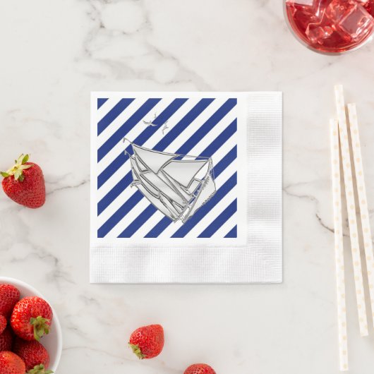 Chrome Sailboot op marineschepen afdrukken Servet (Insitu)