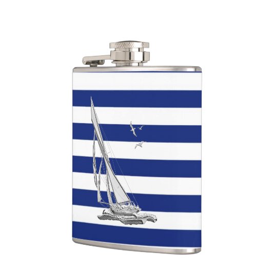 Chrome Sailboot op marineschepen Heupfles (Links)