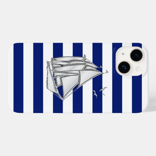 Chrome Sailboot Print op marineschepen Case-Mate iPhone Case (Achterkant (horizontaal))