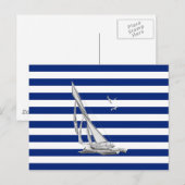 Chrome Sailing on Nautical Stripes Briefkaart (Voorkant / Achterkant)