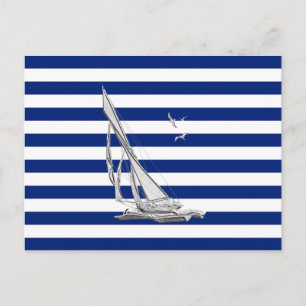Chrome Sailing on Nautical Stripes Briefkaart