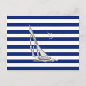 Chrome Sailing on Nautical Stripes Briefkaart (Voorkant)