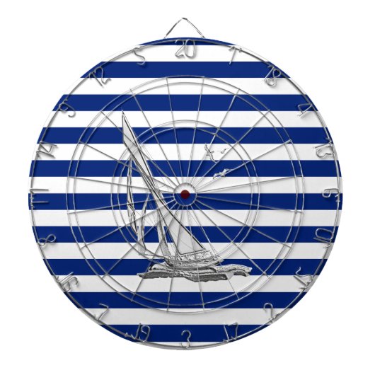 Chrome Sailing on Nautical Stripes Dartbord (Voorkant)
