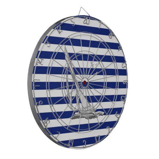 Chrome Sailing on Nautical Stripes Dartbord (Voorkant Links)