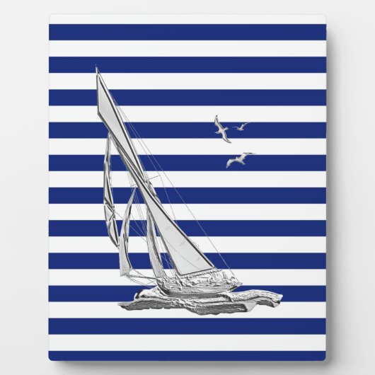 Chrome Sailing on Nautical Stripes Fotoplaat (Voorkant)