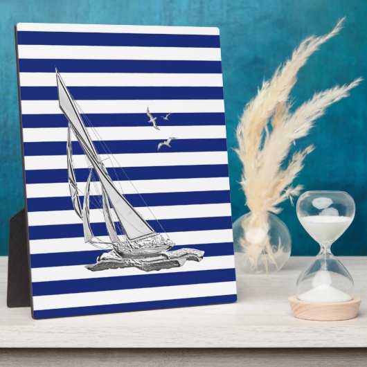Chrome Sailing on Nautical Stripes Fotoplaat (Zijkant)