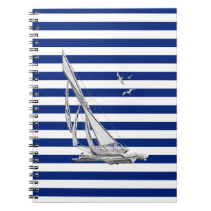 Chrome Sailing on Nautical Stripes Notitieboek