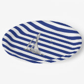 Chrome Sailing on Nautical Stripes Papieren Bordje (Gekanteld)