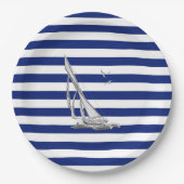 Chrome Sailing on Nautical Stripes Papieren Bordje (Voorkant)