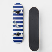 Chrome Sailing on Nautical Stripes Persoonlijk Skateboard (Voorkant)