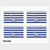 Chrome Sailing op Nautical Stripes Rechthoekige Sticker (Vel)