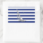 Chrome Sailing op Nautical Stripes Rechthoekige Sticker (Tas)