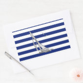 Chrome Sailing op Nautical Stripes Rechthoekige Sticker (Envelop)