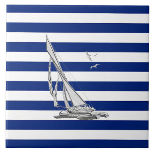 Chrome Sailing op Nautical Stripes Tegeltje