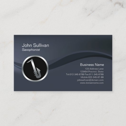 Chrome Saxofoon Icon Saxofonist Visitekaartje (Voorkant)