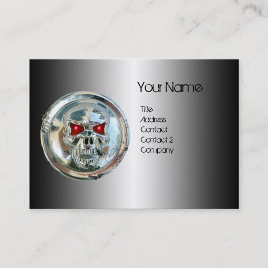 CHROME SCHEDEL, STAAL EN RODE RUBY MONOGRAM VISITEKAARTJE (Voorkant)