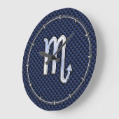 Chrome Scorpio Zodiac Sign on Blue Carbon Fibre Grote Klok (Hoek)