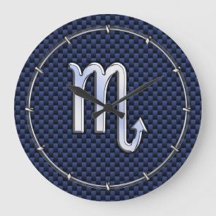 Chrome Scorpio Zodiac Sign on Blue Carbon Fibre Grote Klok