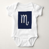 Chrome Scorpio Zodiac Sign on Blue Carbon Fibre Romper (Voorkant)