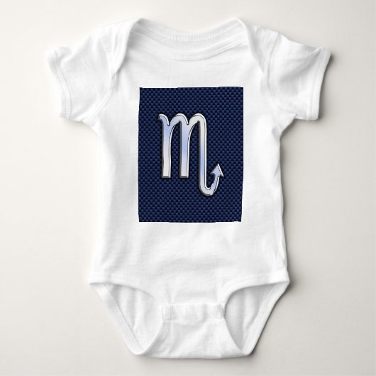 Chrome Scorpio Zodiac Sign on Blue Carbon Fibre Romper (Voorkant)