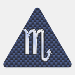 Chrome Scorpio Zodiac Sign on Blue Carbon Fibre Sticker