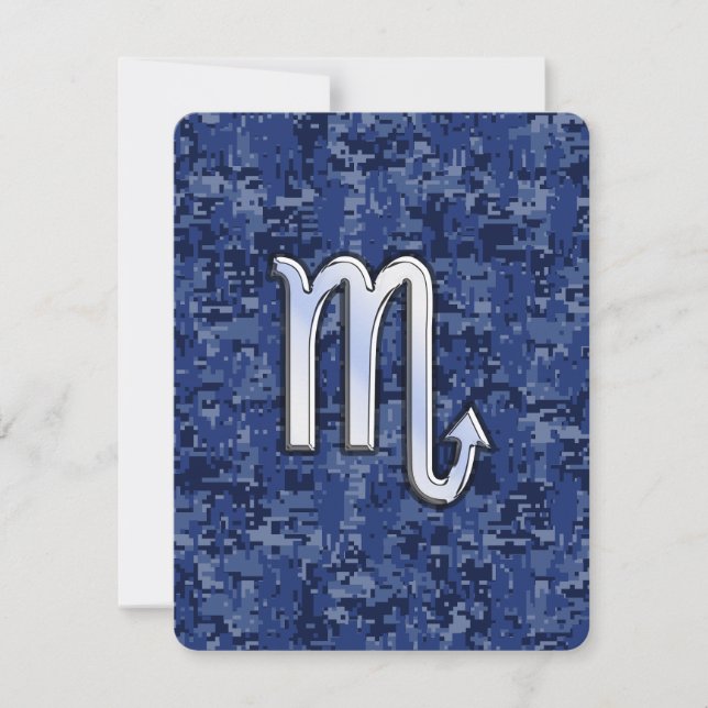 Chrome Scorpio Zodiac Sign on Navy Blue Camo (Voorkant)