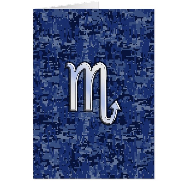 Chrome Scorpio Zodiac Sign on Navy Blue Camo (Voorkant)