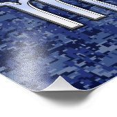 Chrome Scorpio Zodiac Sign on Navy Blue Camo Foto Afdruk (Hoek)