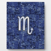 Chrome Scorpio Zodiac Sign on Navy Blue Camo Fotoplaat (Voorkant)