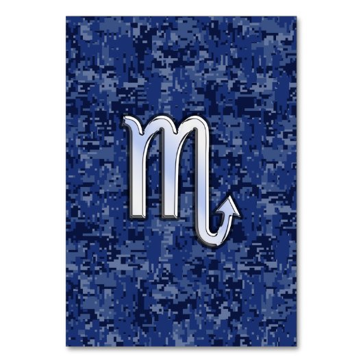 Chrome Scorpio Zodiac Sign on Navy Blue Camo Kaart (Voorkant)