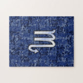 Chrome Scorpio Zodiac Sign on Navy Blue Camo Legpuzzel (Horizontaal)