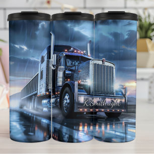 Chrome Semi Truck Rain Storm Thermosbeker