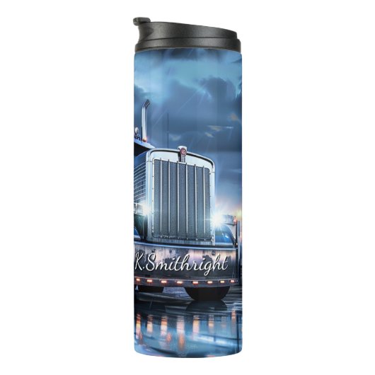 Chrome Semi Truck Rain Storm Thermosbeker (Geroteerd rechts)