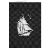 Chrome Silver-achtige zeilboot op koolstofvezel (Voorkant)