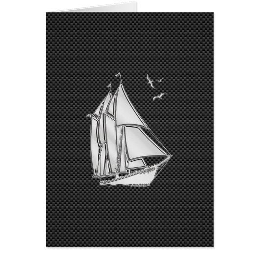 Chrome Silver-achtige zeilboot op koolstofvezel (Voorkant)