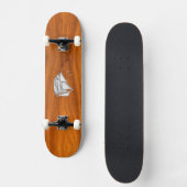 Chrome Silver als Sailboot op Teak Veneer Persoonlijk Skateboard (Voorkant)