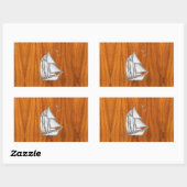 Chrome Silver als Sailboot op Teak Veneer Rechthoekige Sticker (Vel)