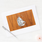 Chrome Silver als Sailboot op Teak Veneer Rechthoekige Sticker (Envelop)